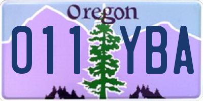 OR license plate 011YBA