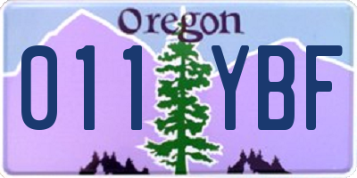 OR license plate 011YBF