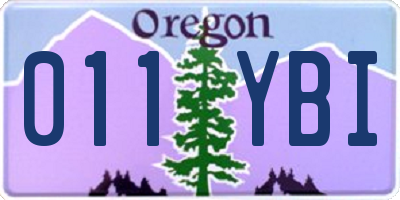 OR license plate 011YBI