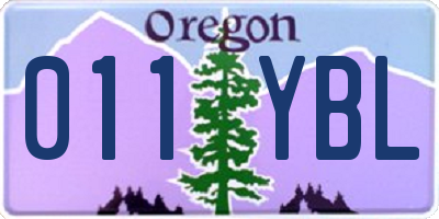 OR license plate 011YBL