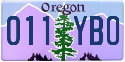 OR license plate 011YBO