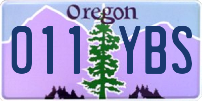 OR license plate 011YBS