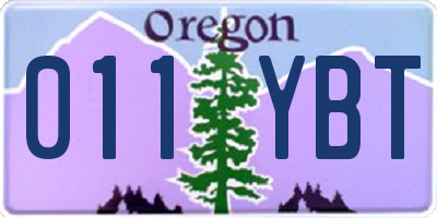 OR license plate 011YBT
