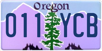 OR license plate 011YCB