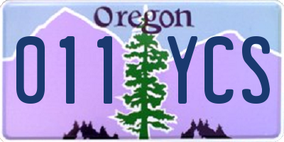 OR license plate 011YCS