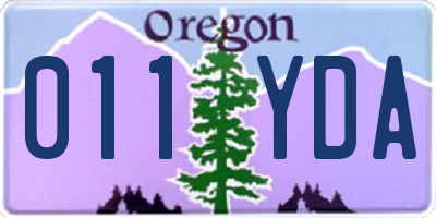 OR license plate 011YDA