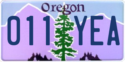 OR license plate 011YEA
