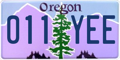 OR license plate 011YEE