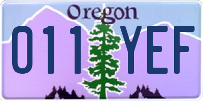 OR license plate 011YEF