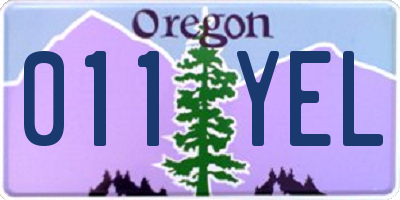 OR license plate 011YEL