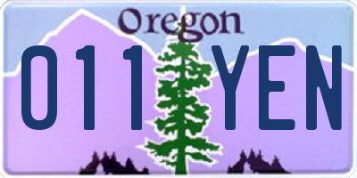 OR license plate 011YEN