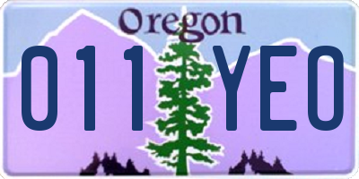 OR license plate 011YEO