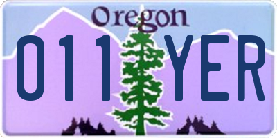 OR license plate 011YER