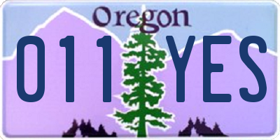 OR license plate 011YES