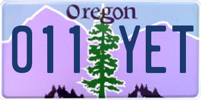 OR license plate 011YET