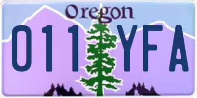 OR license plate 011YFA