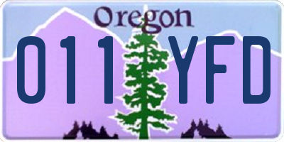 OR license plate 011YFD