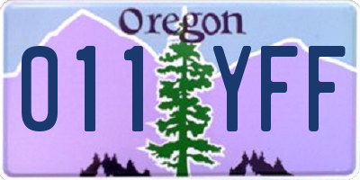 OR license plate 011YFF