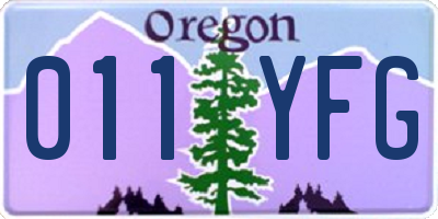 OR license plate 011YFG