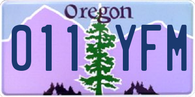 OR license plate 011YFM