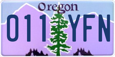OR license plate 011YFN