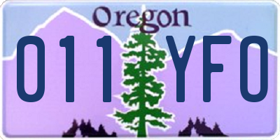 OR license plate 011YFO