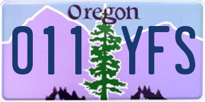 OR license plate 011YFS