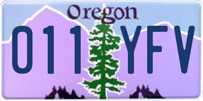 OR license plate 011YFV