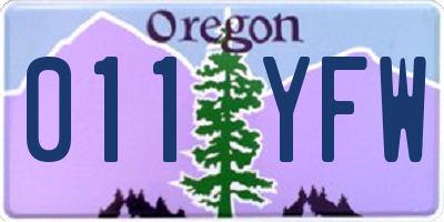 OR license plate 011YFW