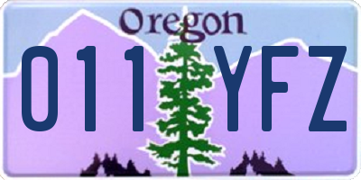OR license plate 011YFZ