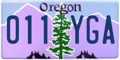 OR license plate 011YGA