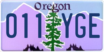 OR license plate 011YGE