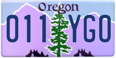 OR license plate 011YGO