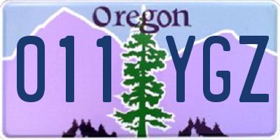 OR license plate 011YGZ