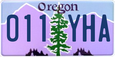 OR license plate 011YHA
