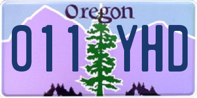 OR license plate 011YHD