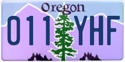 OR license plate 011YHF
