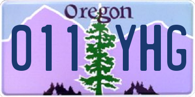 OR license plate 011YHG