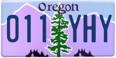OR license plate 011YHY