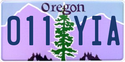 OR license plate 011YIA