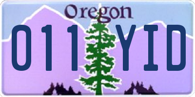 OR license plate 011YID