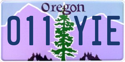 OR license plate 011YIE
