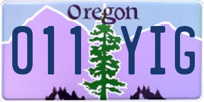 OR license plate 011YIG