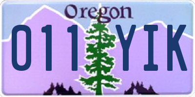 OR license plate 011YIK