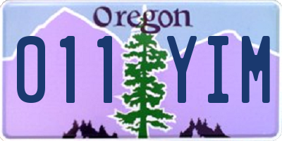 OR license plate 011YIM