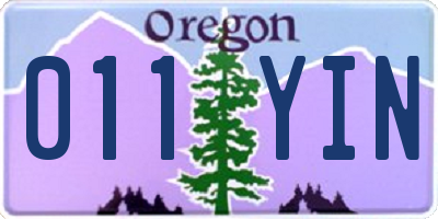 OR license plate 011YIN