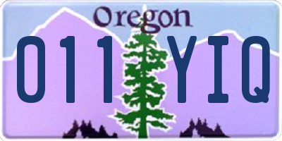 OR license plate 011YIQ