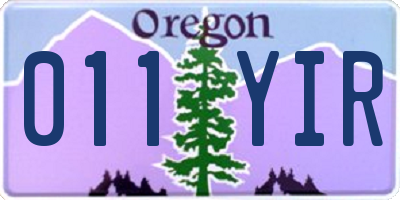 OR license plate 011YIR