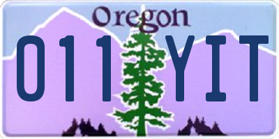 OR license plate 011YIT