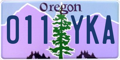 OR license plate 011YKA